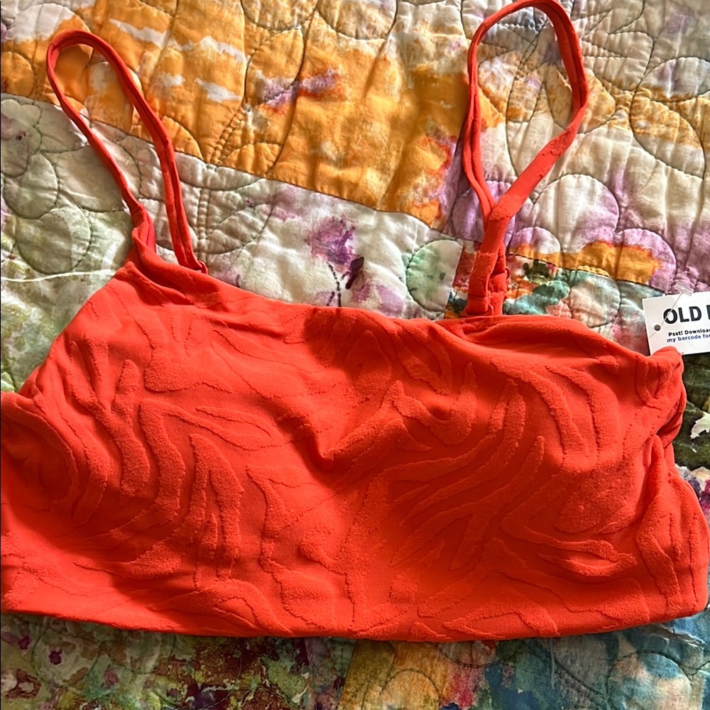 Vibrant Orange Textured Bikini Top